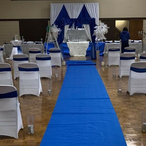 50ft Deluxe Blue Fabric Wedding Aisle Runner