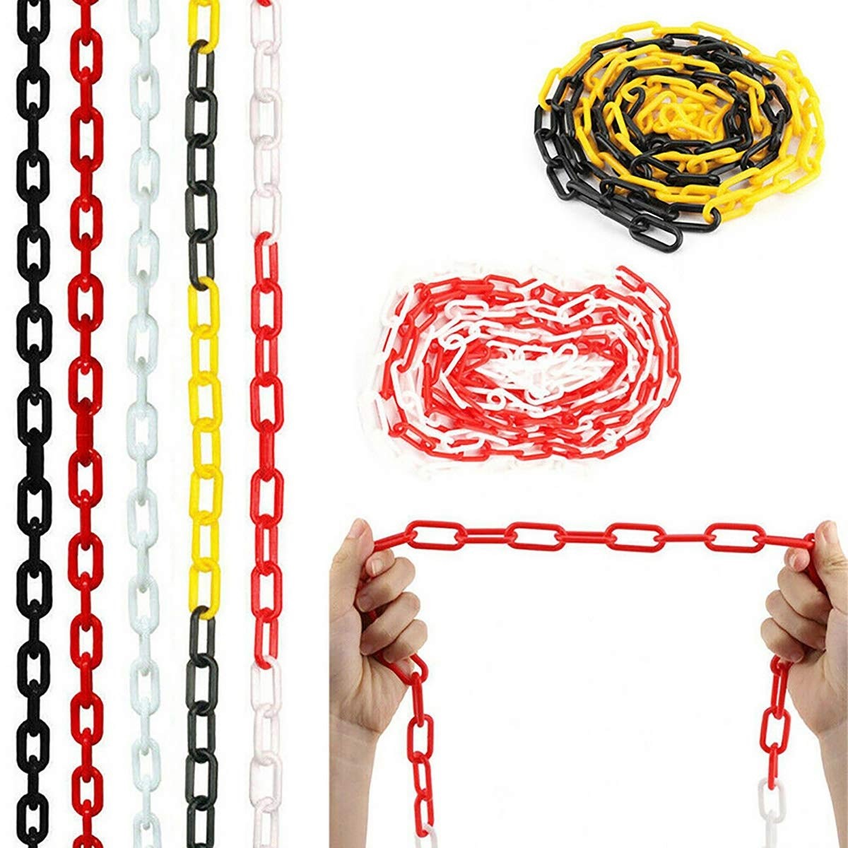 Barrier Plastic Chain 6mm Dia Queuing Line Safety Warning Marking Fence Chain