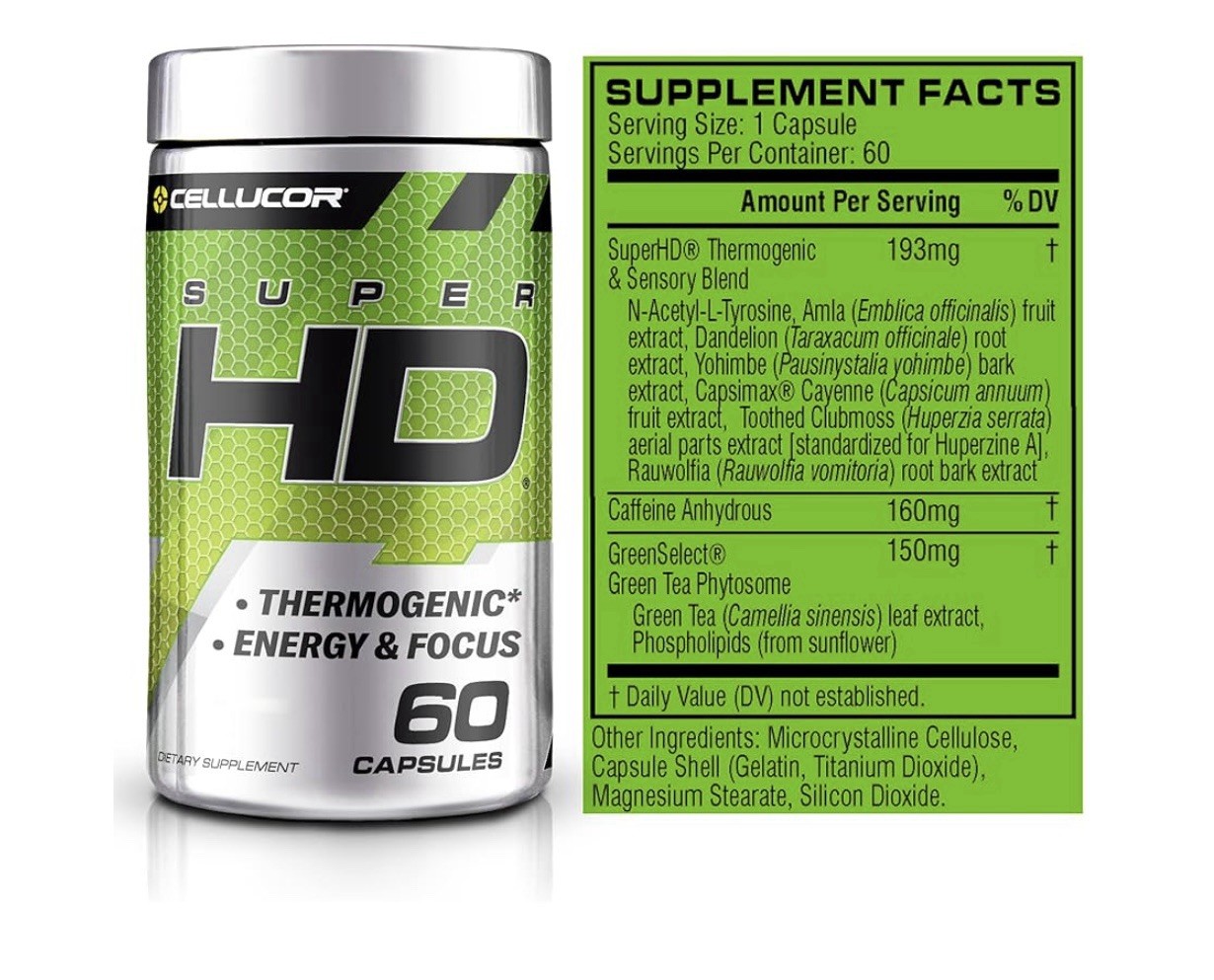 Cellucor SuperHD High-Definition Fat Burner 60 Capsules Dietary Supplement
