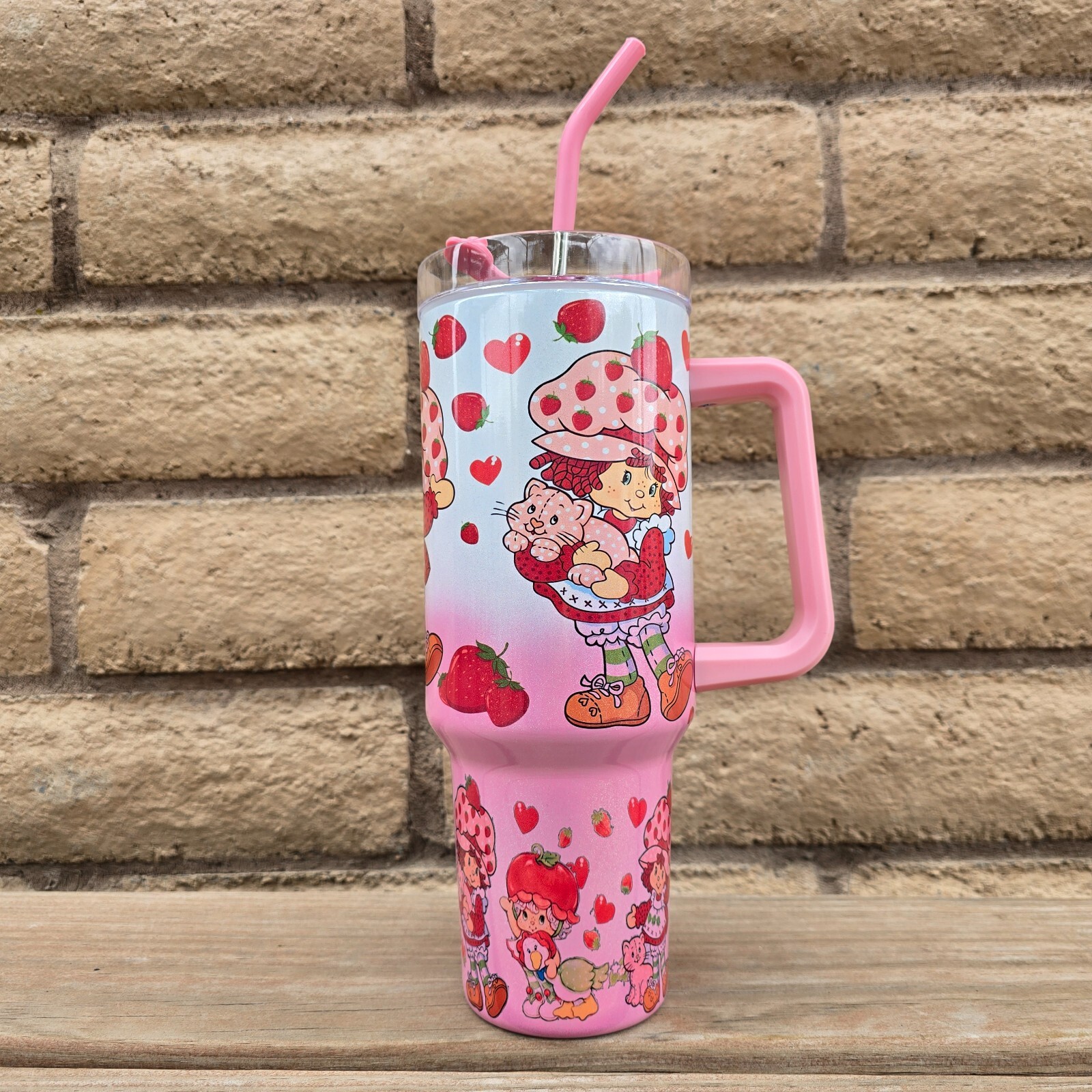Strawberry Shortcake Tumbler 40oz Shimmer Pink Gradient