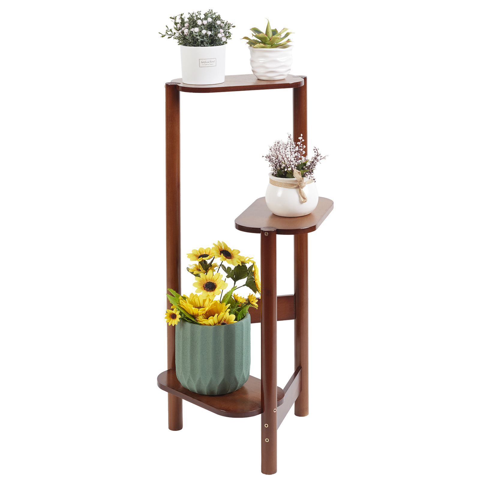 Bamboo Plant Stand Indoor Outdoor 3 Tier Tall Corner Flower Rack Holder Display