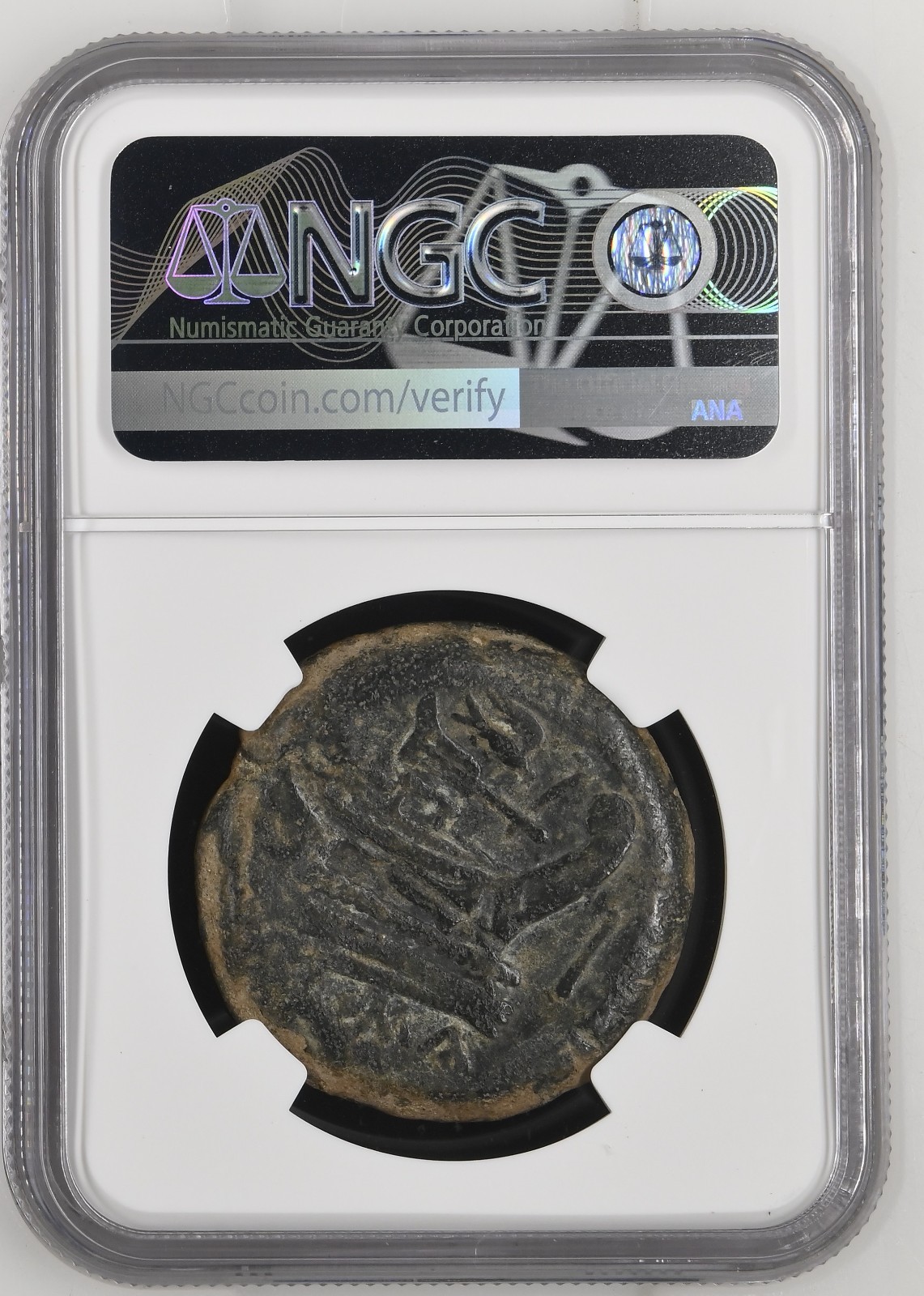 Roman Republic Anonymous c. 206-195 BC AE As Janus Bird & Rudder NGC Ch F