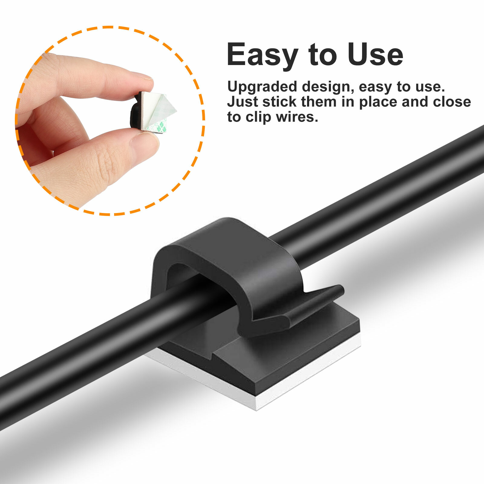 100Pcs Self-Adhesive Cable Clips Cord Stick Organizer Wire Holders Clamps Mounts