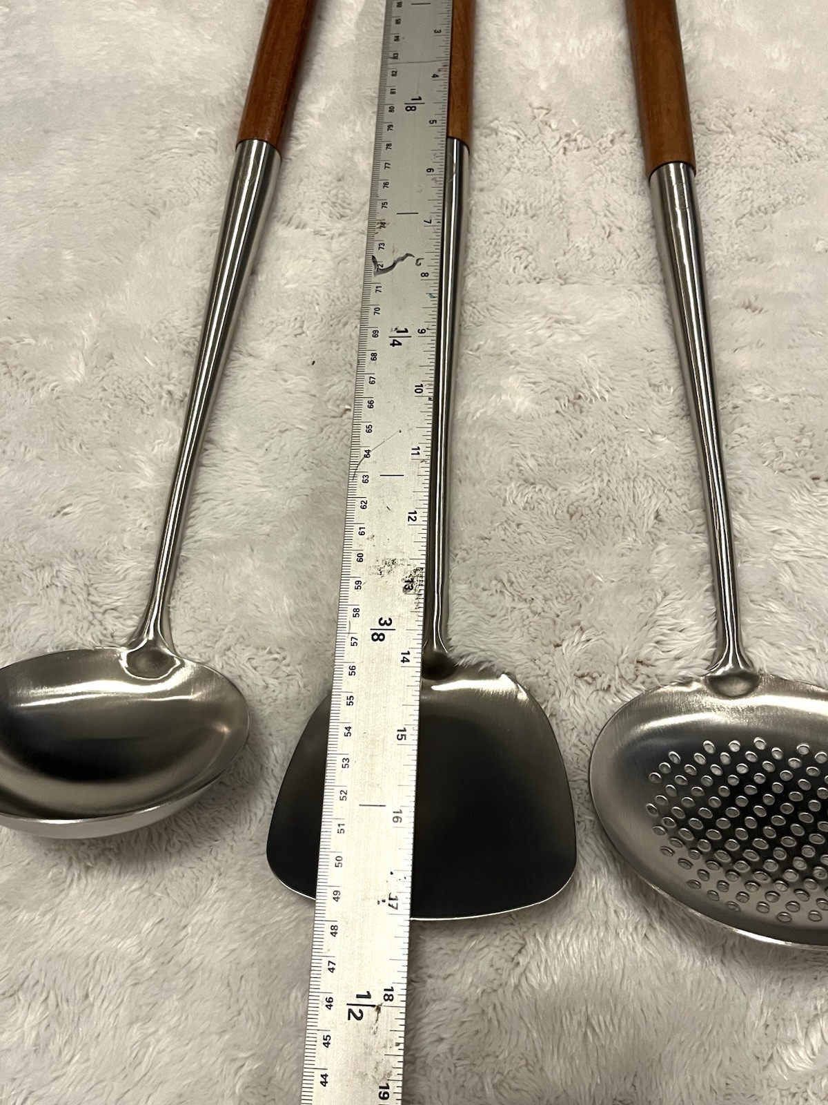 Stainless Steel Wok Spatula Ladle Tool Set Long Handle 17inches Kitchenware NEW