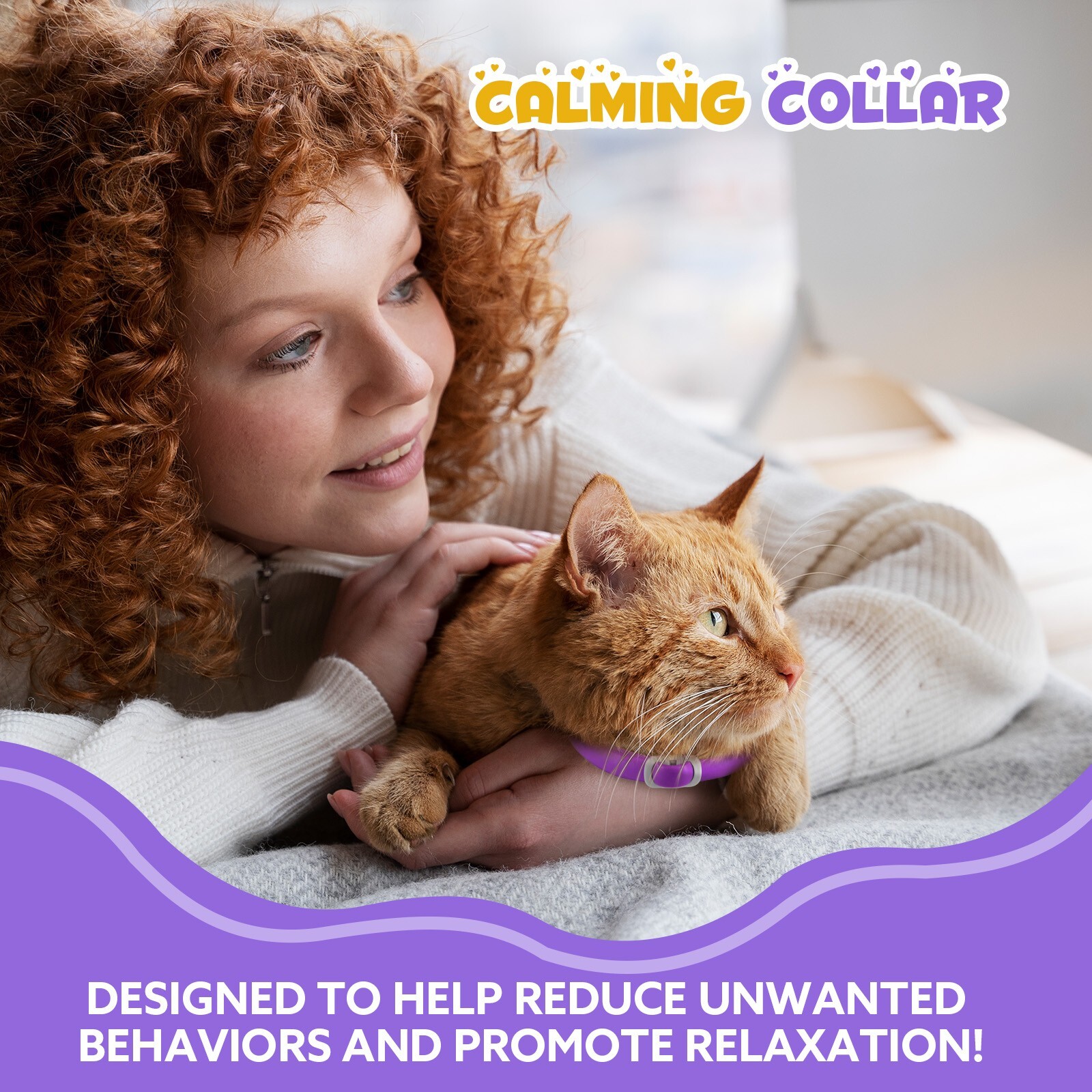 120Day Calming Collar for Cats Natural Calming Pheromones Embedded anxiety relax