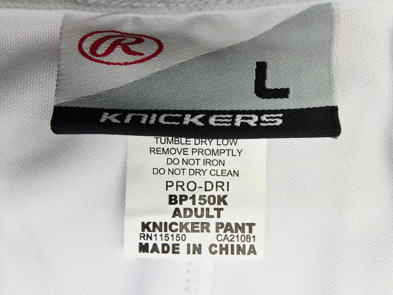 Rawlings Size Large Mens White Baseball Knickers Embroidered Logo Pants NWT