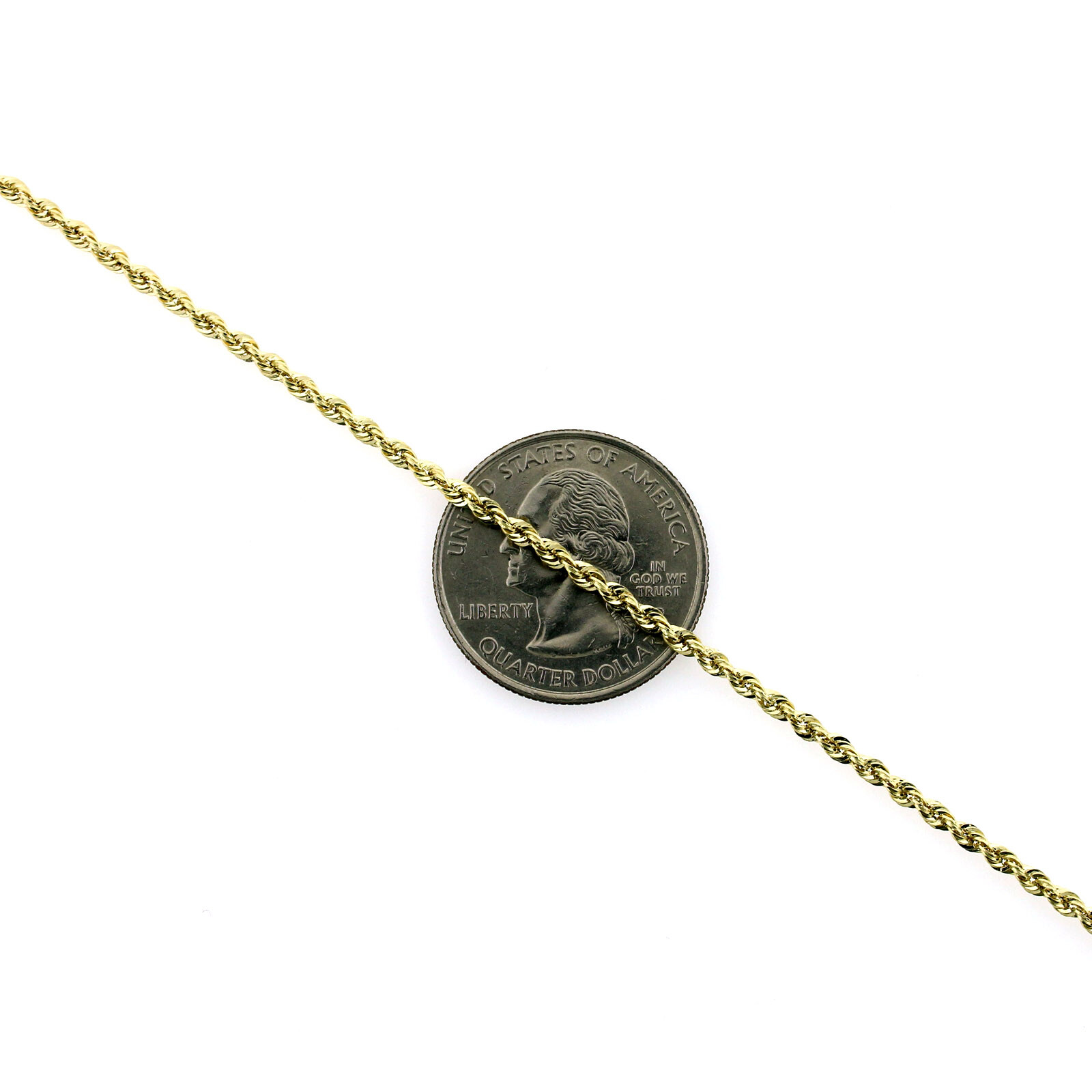 10K Yellow Gold 2mm-6mm Diamond Cut Rope Chain Necklace or Bracelet 16" - 30"