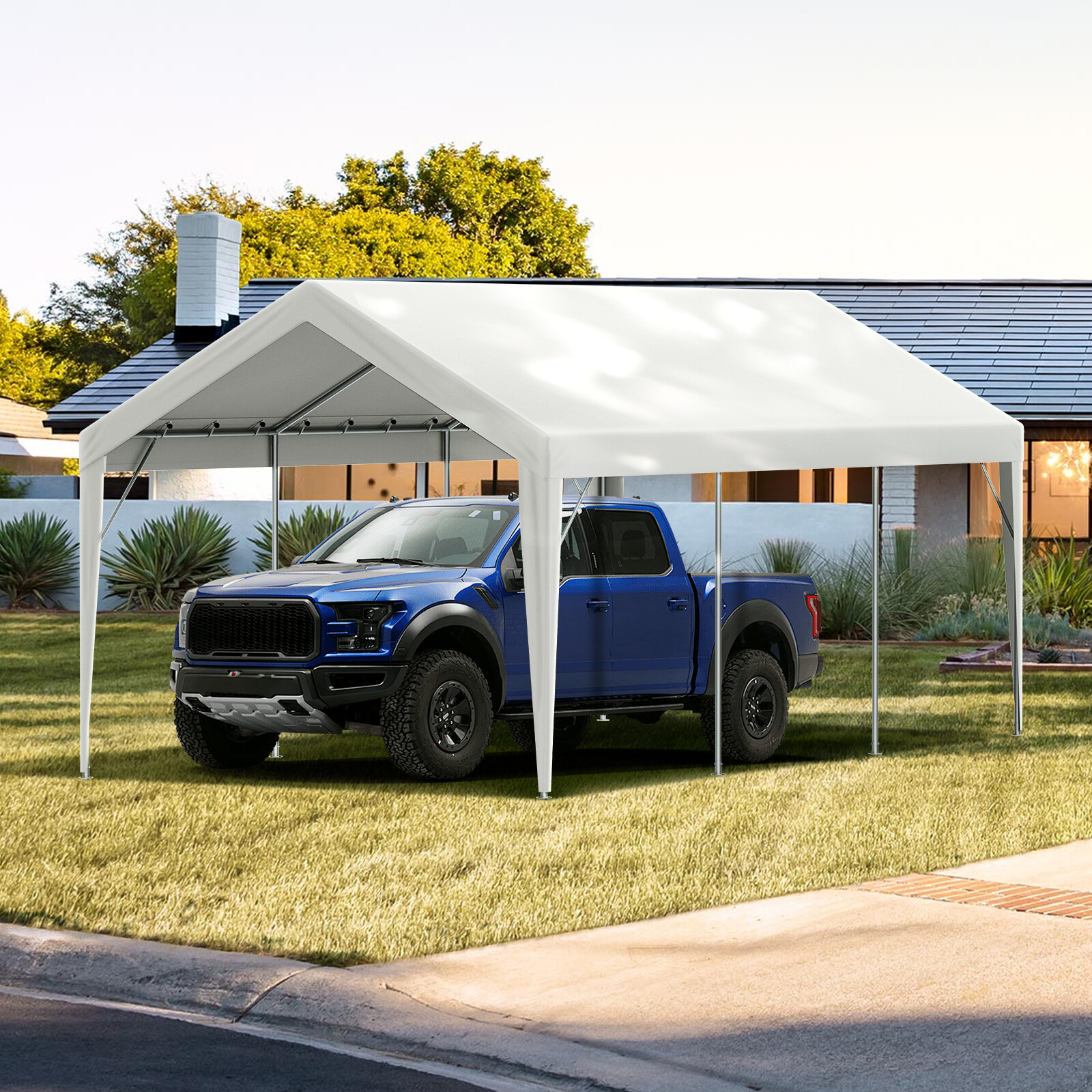 VEVOR Carport Replacement Canopy Car Shelter Tent Cover 10 x 20 ft White