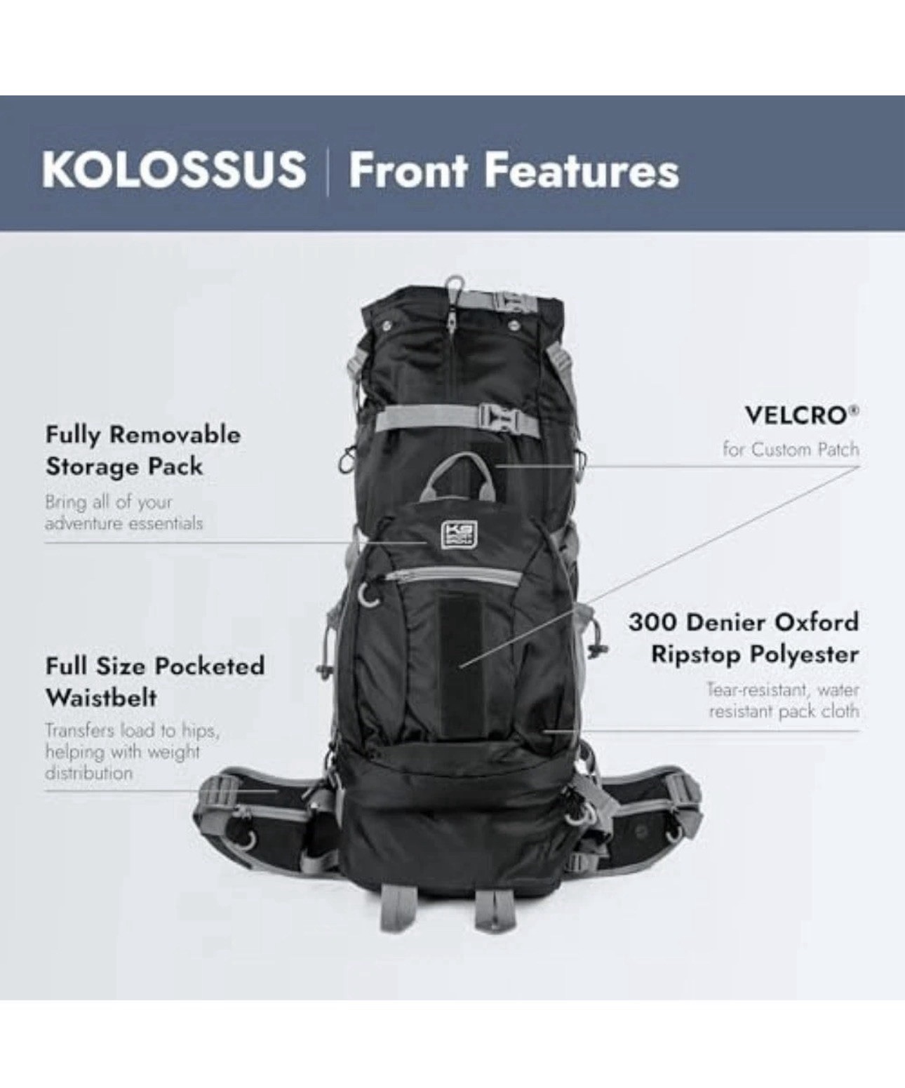 K9 Sport Sack Kolossus XL Backpack Carrier 300D Ripstop Polyester for Big Dogs