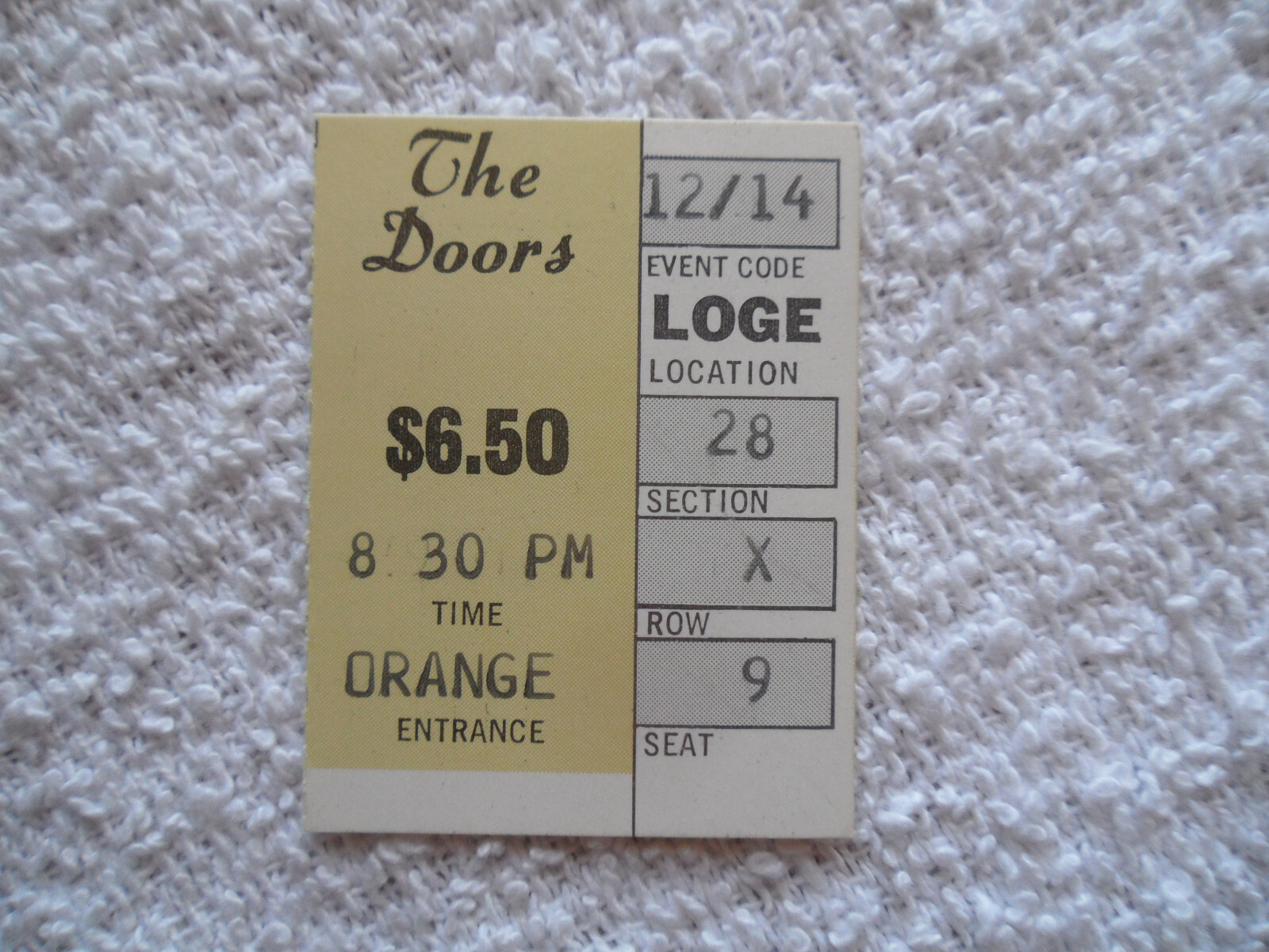 THE DOORS Original__1968__CONCERT TICKET STUB__Los Angeles Forum__NM-