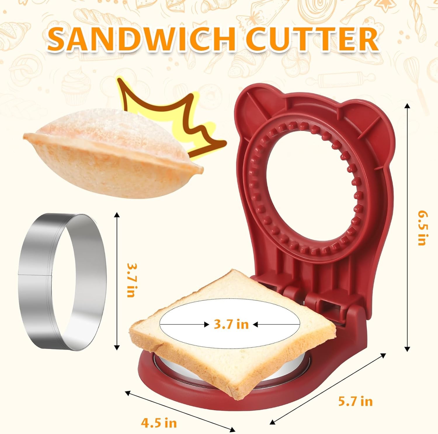 Uncrustable Sandwich Maker, Sandwich Pocket Circle Shape 3.7Inch Sandwich Cutter