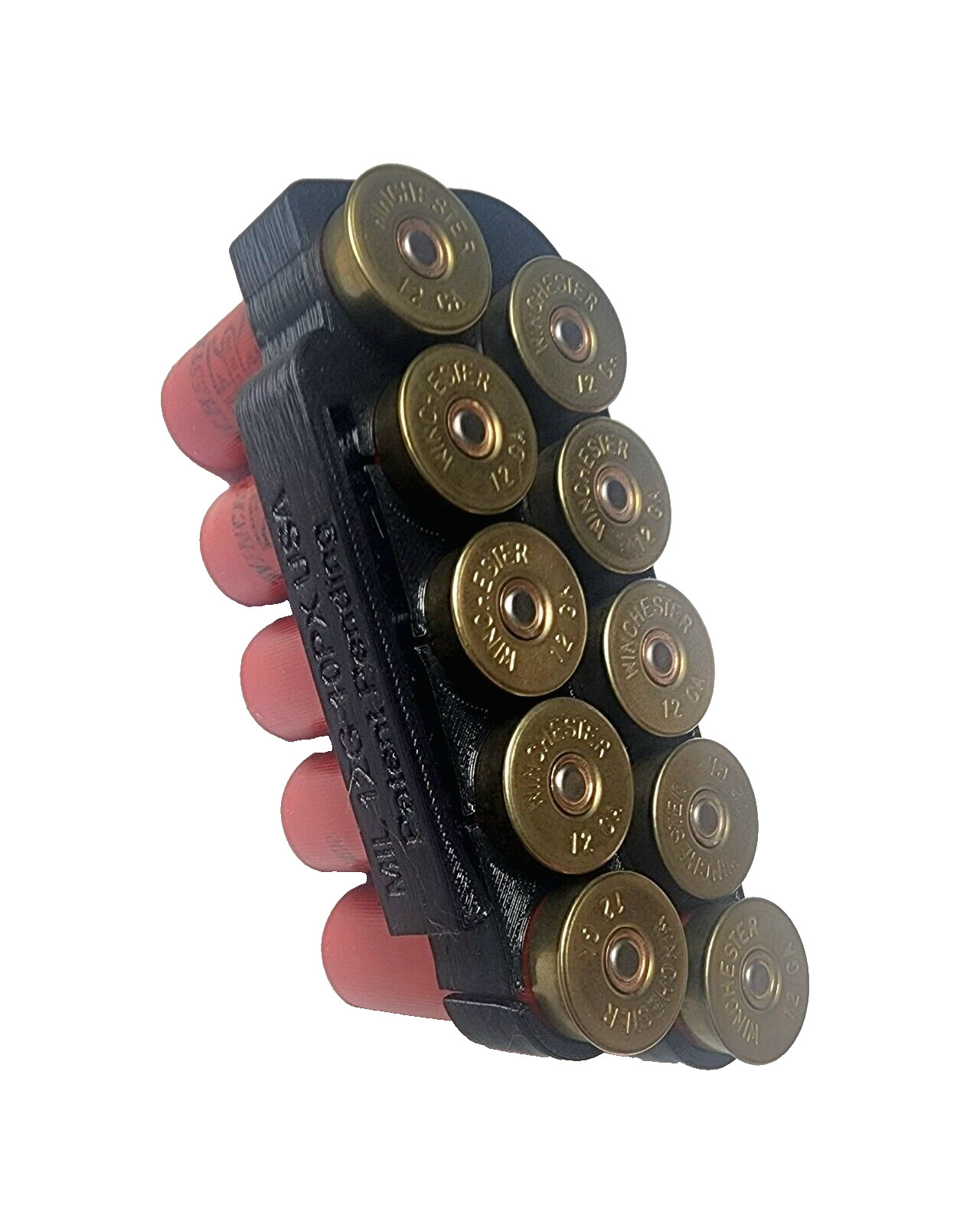 10 Shell Hard-Case Bandolier, Shotgun Shell Holder, Ammo Carrier, 12 Gauge