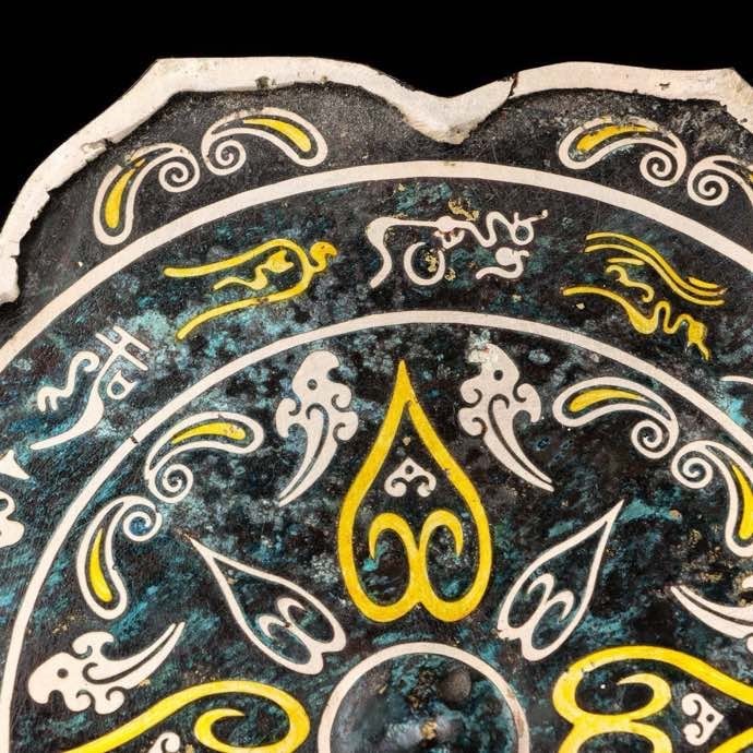 6.8'' Old Chinese Dynasty Bronze Ware Gilt Sliver Beast Mirror Bronze mirror