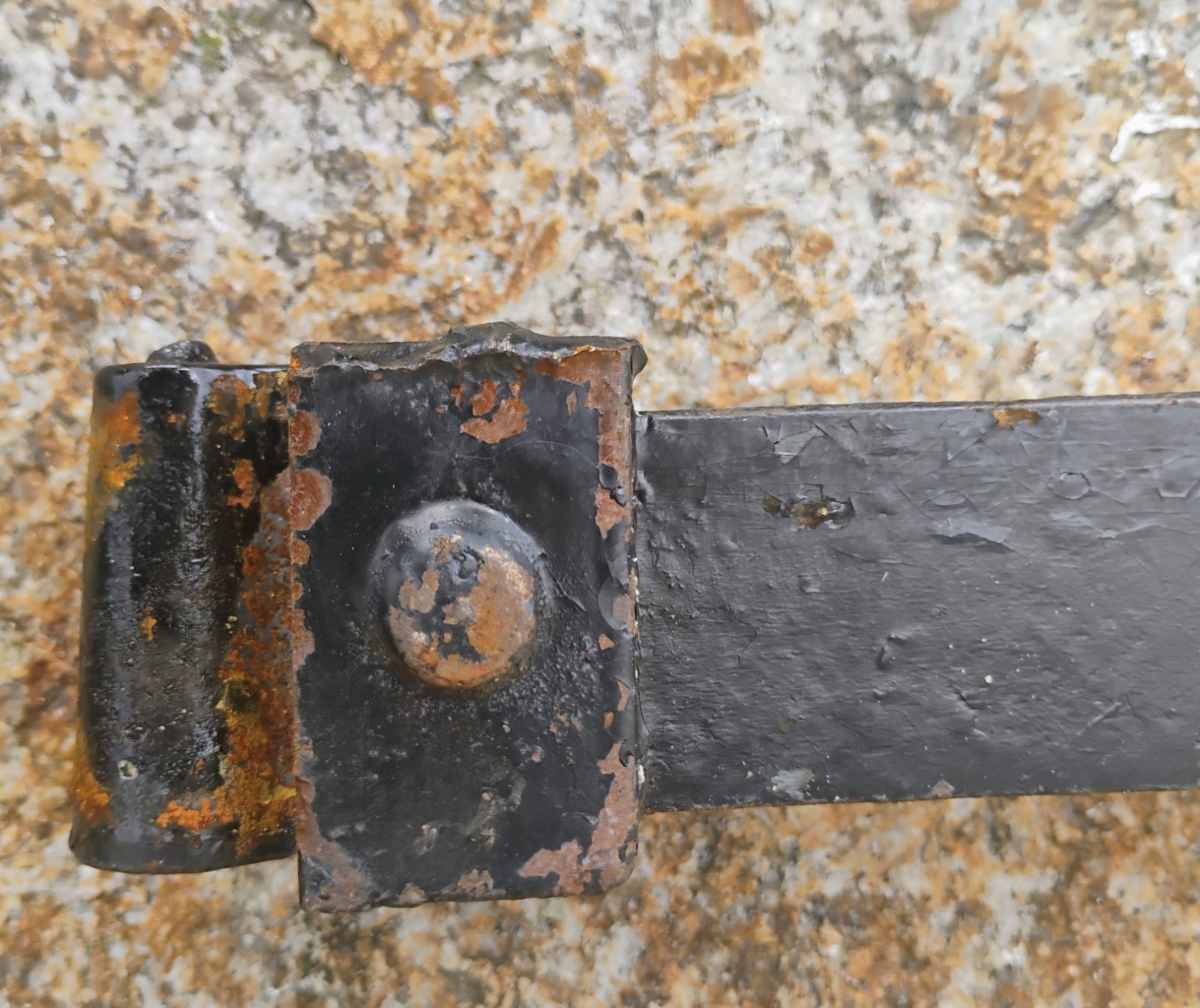 Antique pair of BED RAILS Cast Iron Tapered Pin Ends Twin Full Size Bed 74"