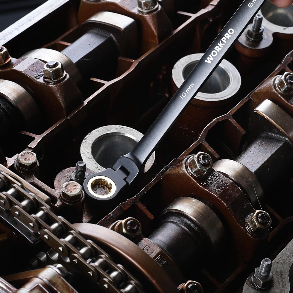 WORKPRO 5PCS Extra Long Ratcheting Wrench Set 8-19mm Combination Metric 72-Teeth