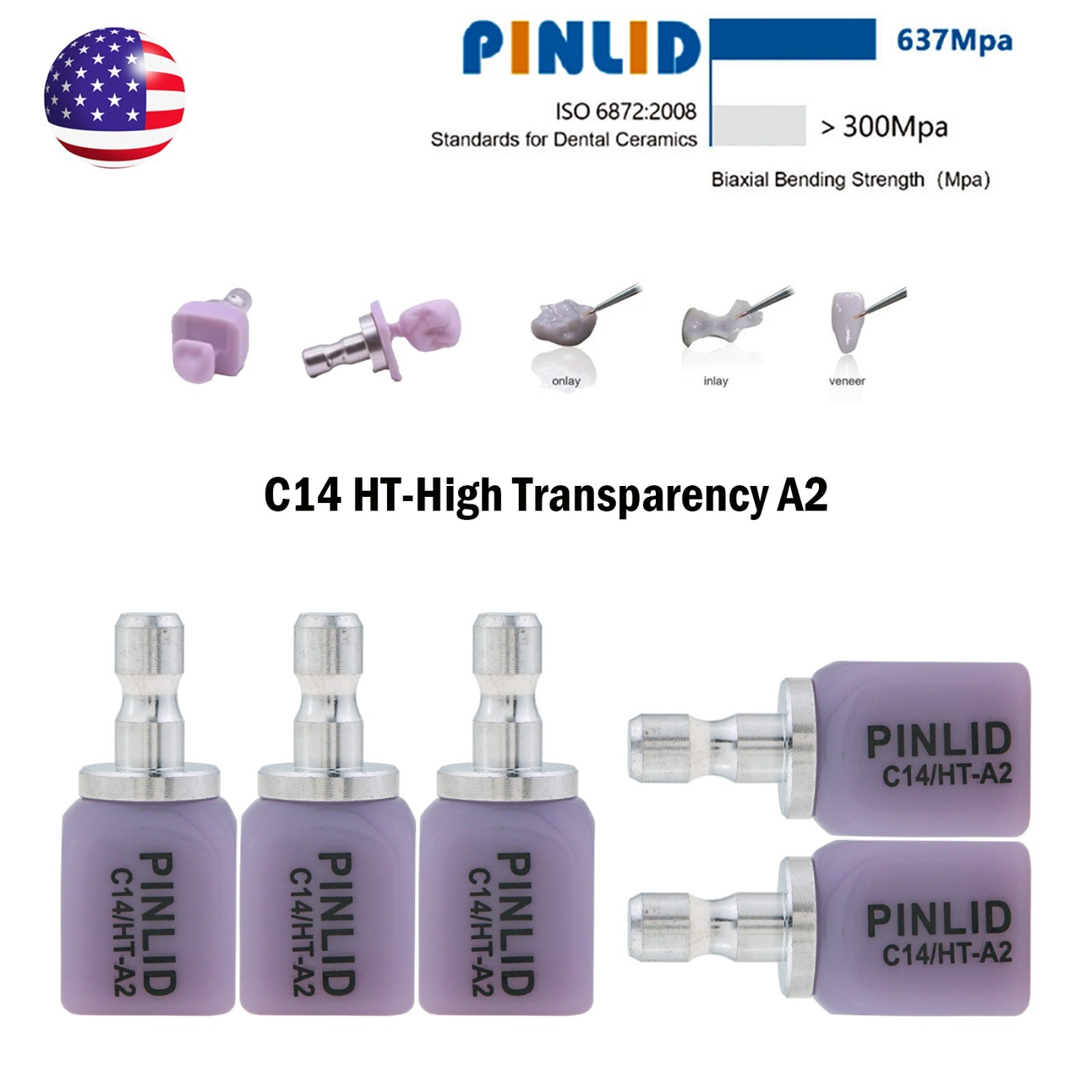 US C14 Emax Dental Glass Ceramic HT LT Lithium Dislicate CAD/CAM Cerec Blocks