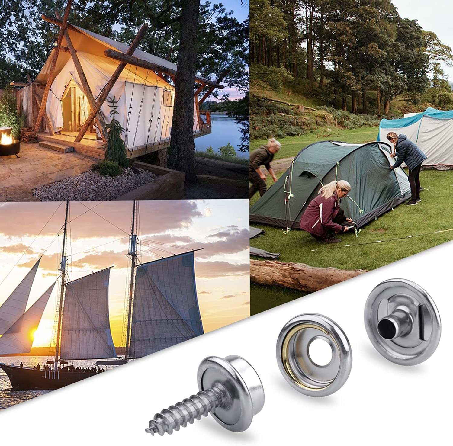 Stainless Steel Fastener Snap Press Stud Cover Cap Button Marine Boat Canvas Kit