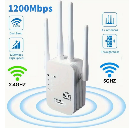 1200Mbps WiFi Range Extender Repeater Wireless Amplifier Router Signal Booster