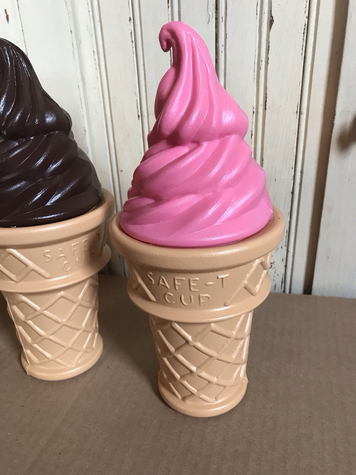 Blow Mold Plastic Ice Cream Shop Display Cones Swirl Scoop Safe T Cup Lot Of 5
