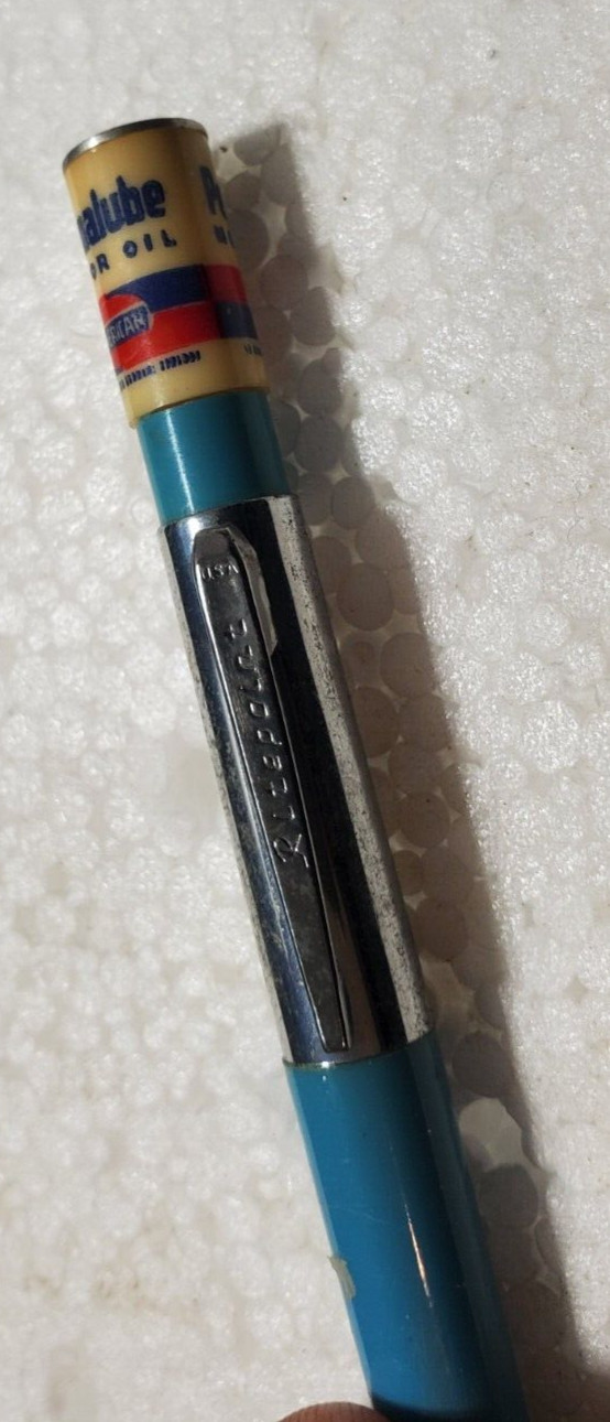 Vintage RITEPOINT PEN PERMALUBE AMERICAN MOTOR OIL Pen GAS ADVERTISING Topper