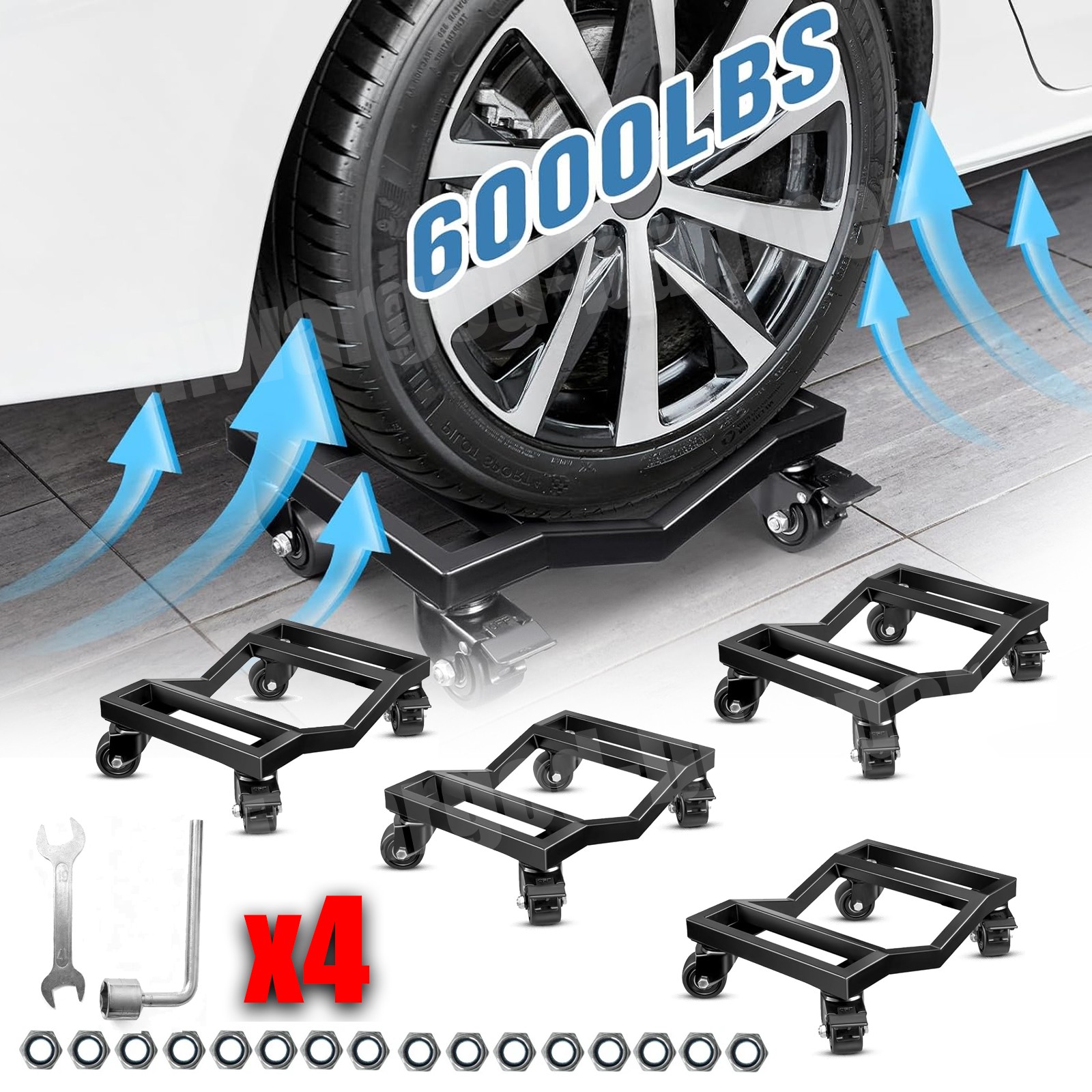Set of 4 Car Wheel Dolly 6000LBS Garage Dolly Car Mover Skates for Moving Cars