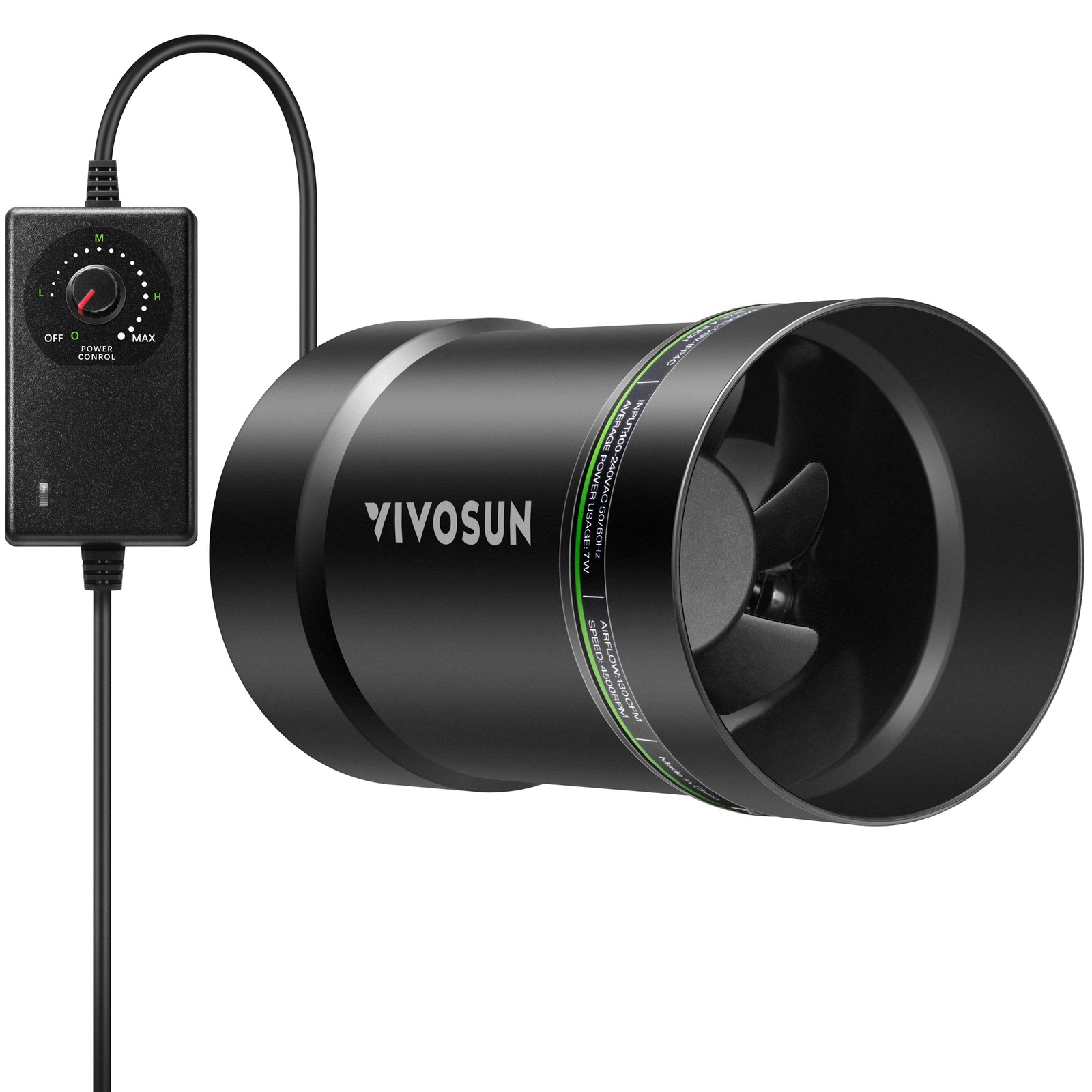 VIVOSUN 4"130CFM Inline Booster Duct Fan HVAC Ventilation Fan w/Speed Controller