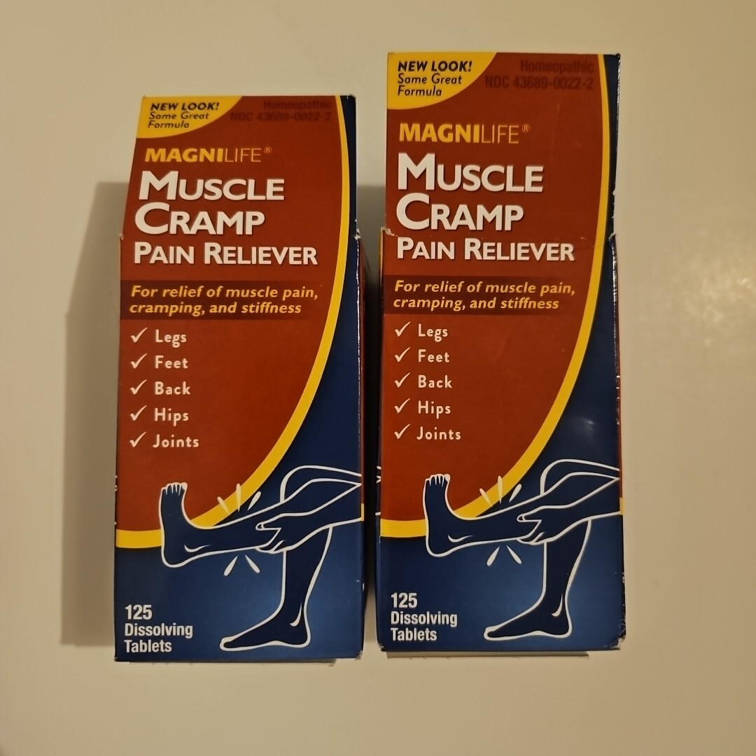 MagniLife Muscle Cramp Pain Reliever 125 Tablets Homeopathic X2