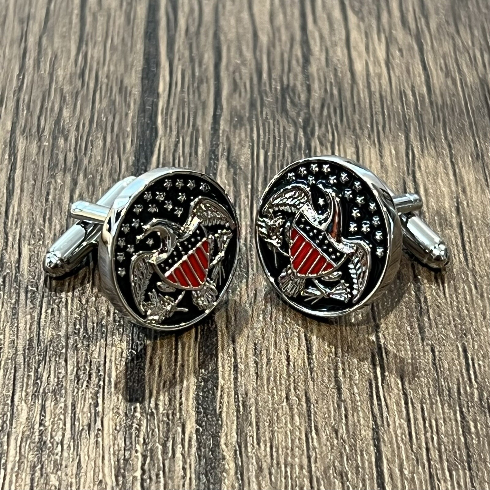 USA Flag Eagle Cufflinks For Men Birthday Wedding Gift Star Eagle Round Cufflink