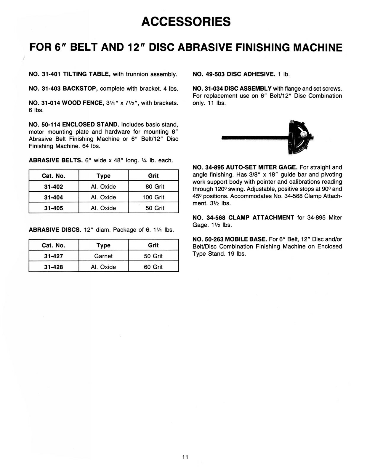 Delta 6" Belt 12" Disc Sander Model 31-730 Instruction & Parts List Manual #1591