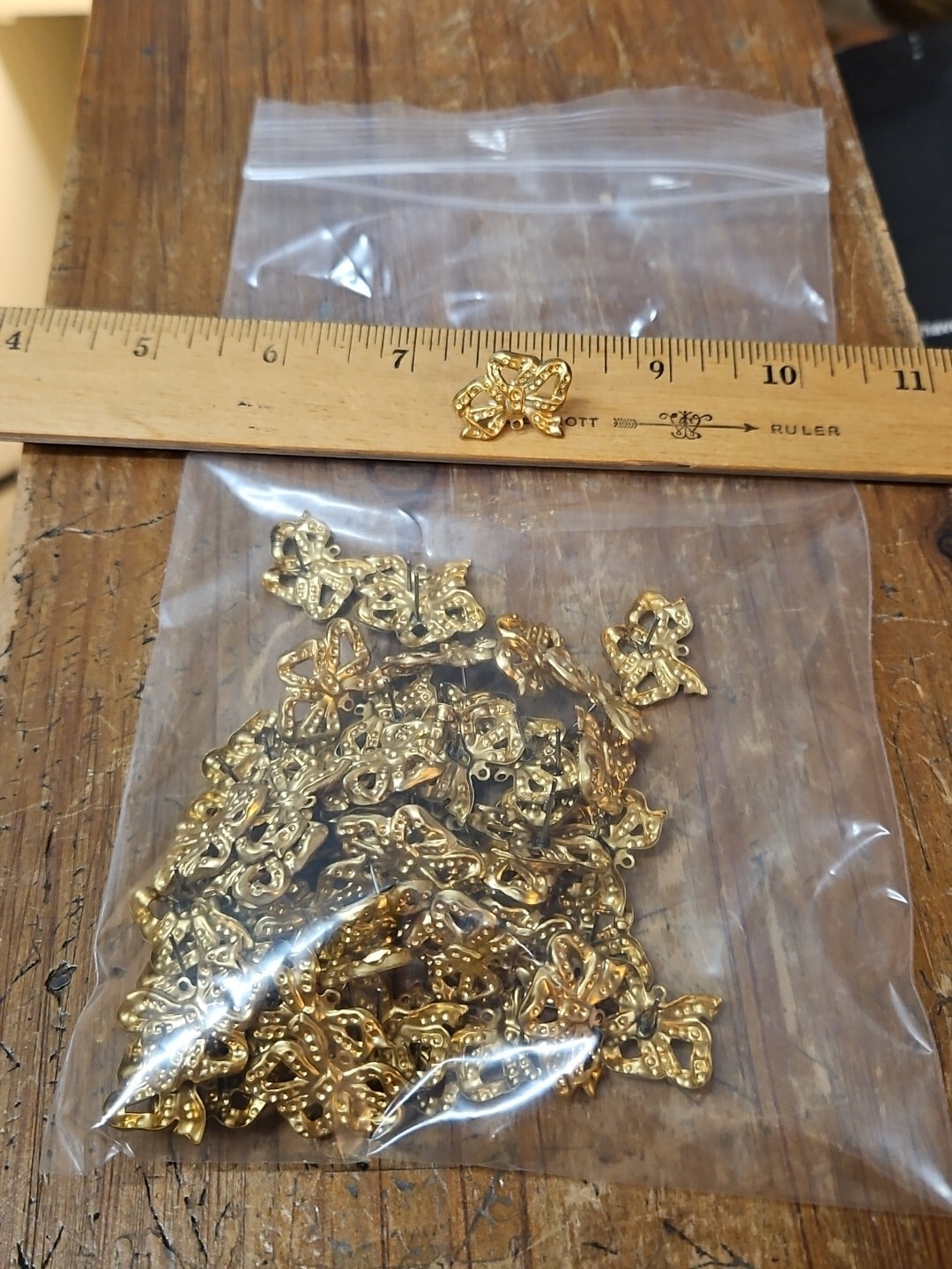 Huge Lot 50 Bow Post Stud France Vintage 60s Brass Stampings Findings Jewelry