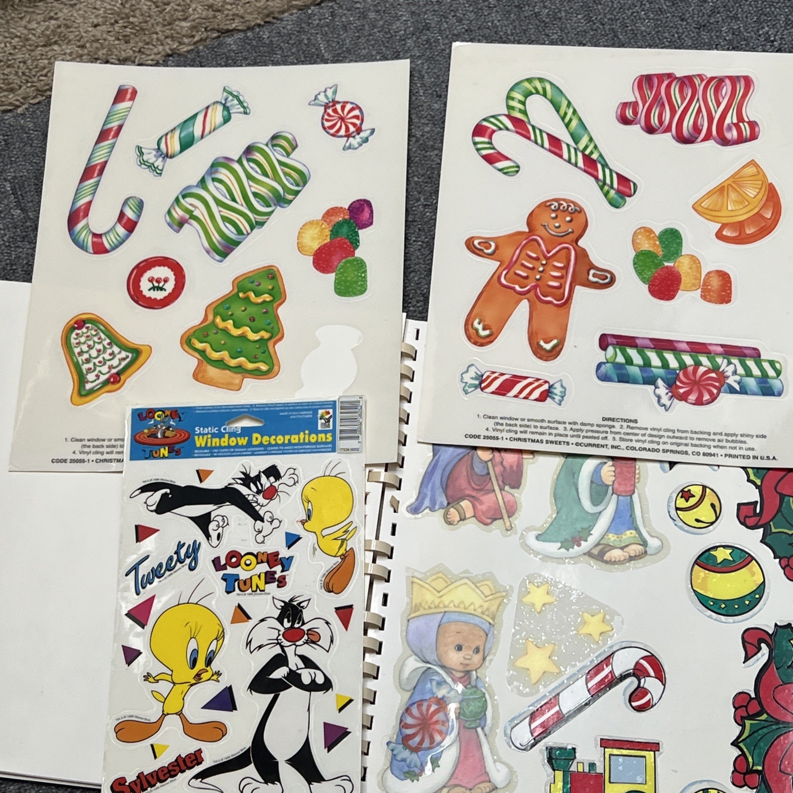 Vintage Current Inc Vinyl Clings Storage Book Holiday Stickers 1990s