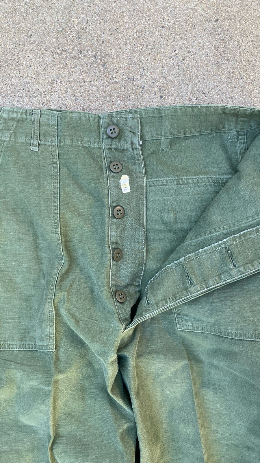 Vintage OG-107 Pants Fatigues 50s 60s Button Fly 32x31 Chopped Military Army