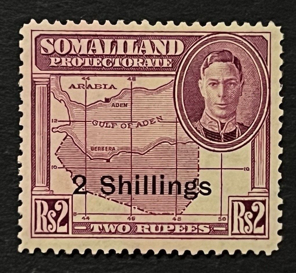 Travelstamps: 1942 Somaliland Stamps Sc #125 Sg 114 - 2sh on 2 Rupees KGVI MOGH