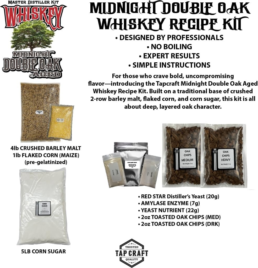Midnight Double Oak Aged Whiskey Recipe Mash Kit