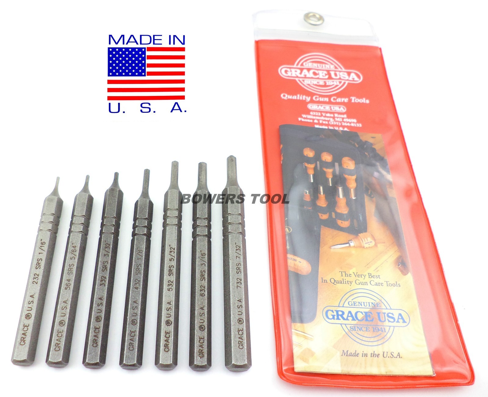 Grace Gunsmith Short Roll Spring Pin Punch Set 7pc Gun Care Starter Made in USA