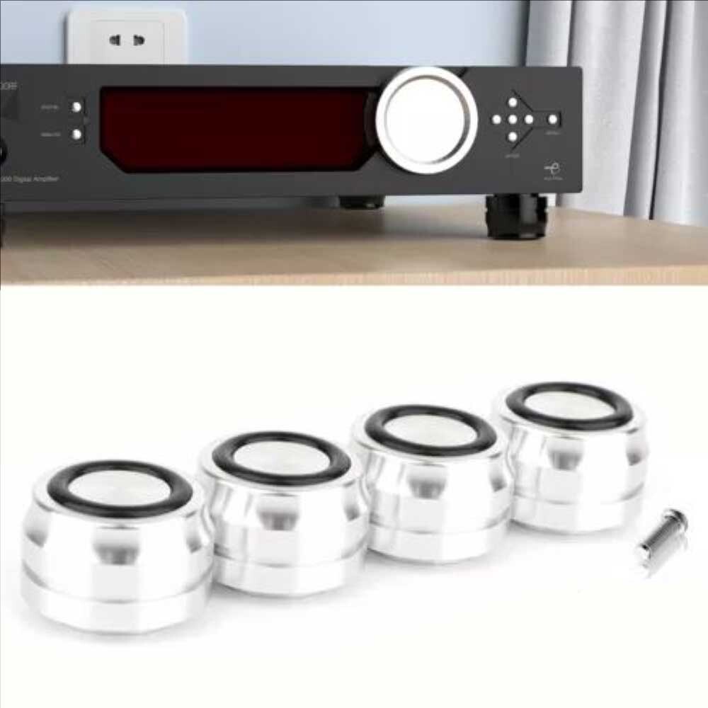4*Aluminum alloy HiFi Audio Speaker Isolation Feet AMP Turntable Base Pad Silver