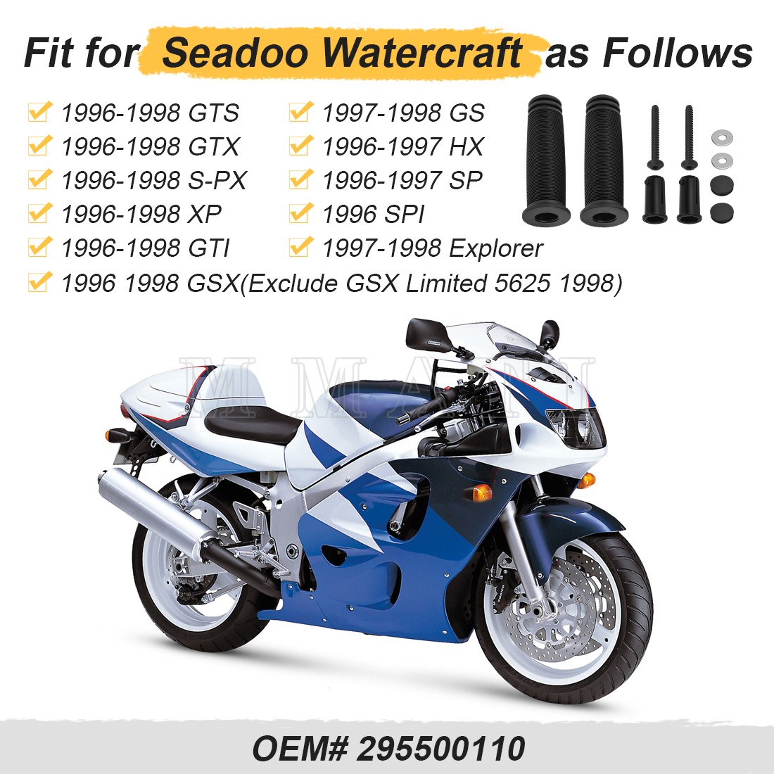 Black Handle Grips Kit for Sea-Doo SPI SP HX GS XP GTI GTS GTX GSX SPX 295500110