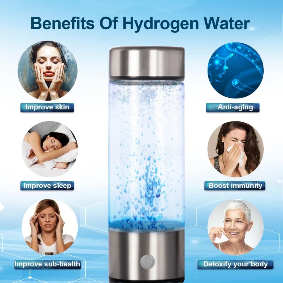 Portable Hydrogen Water Bottle Hydrogen Aqua Daily Equivalently Anti-Oxidant USA
