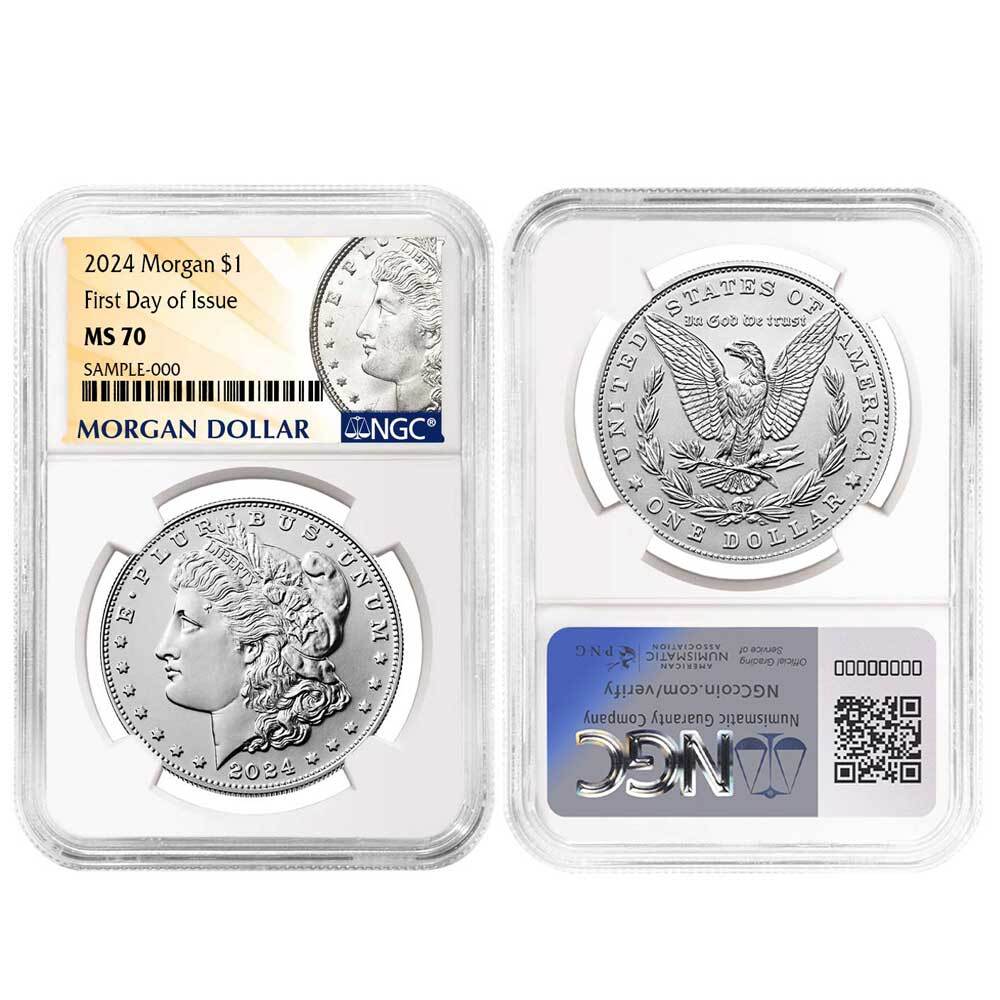 2024 $1 Morgan and Peace Silver Dollar 2pc Set NGC MS70 FDI Morgan & Peac...