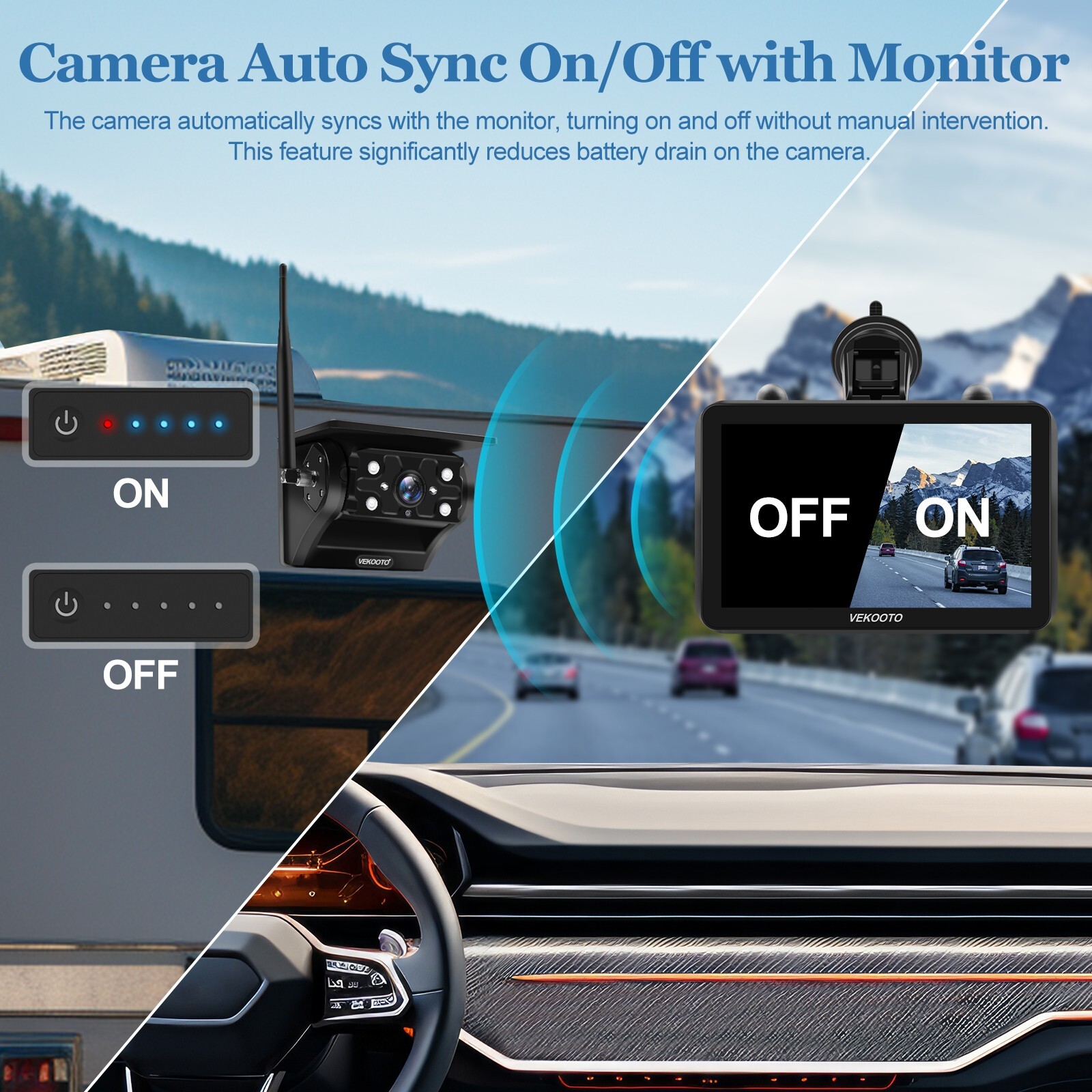 2 Solar Magnetic Wireless Backup Camera 7" HD Monitor Rear View Reverse System