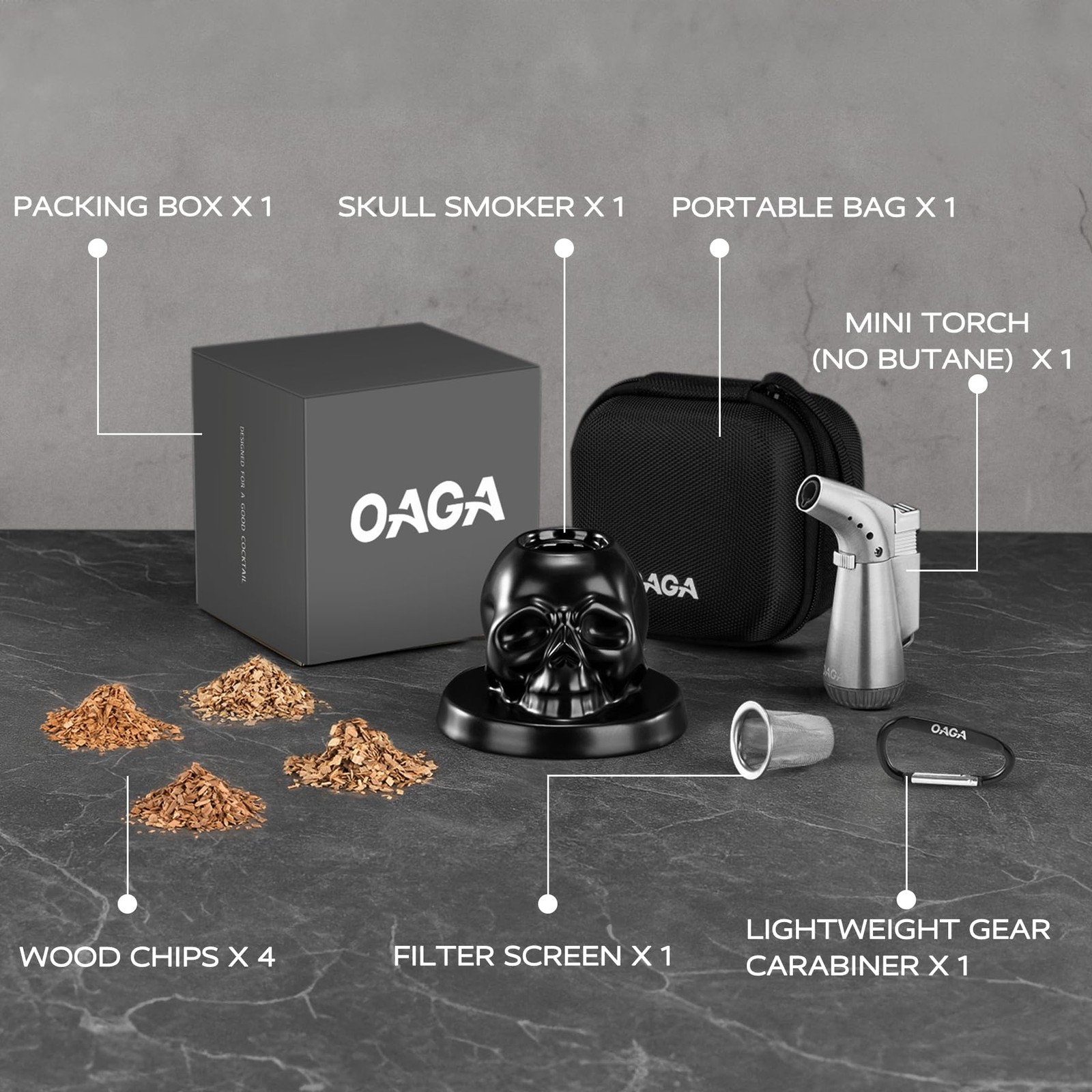 Whiskey Smoker Kit with Torch - Portable Bag, 4 Wood Chips, Cocktail Smoker I...