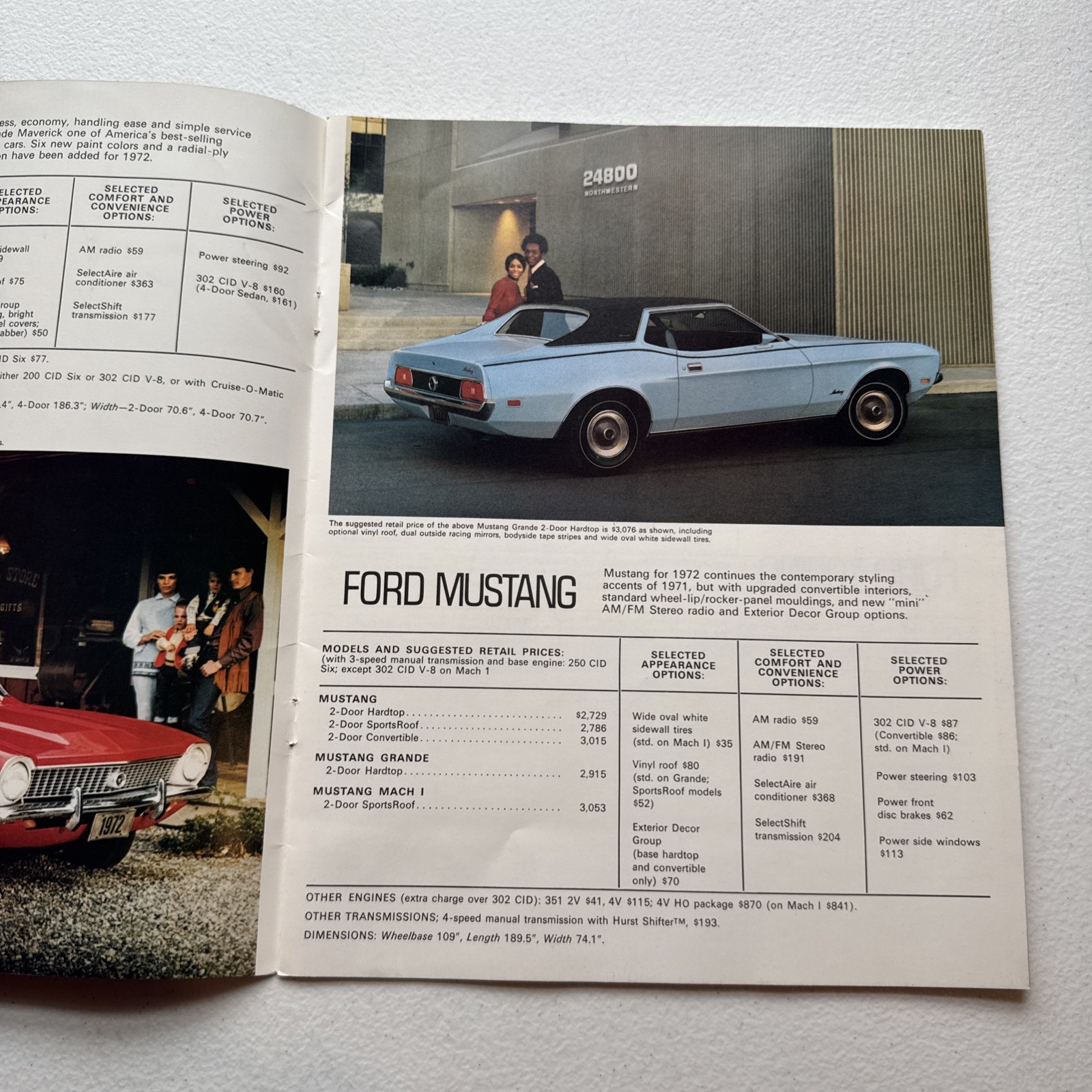 Vintage 1972 Ford Car Dealer Sales Brochure Ford Mercury, Maverick, Mustang