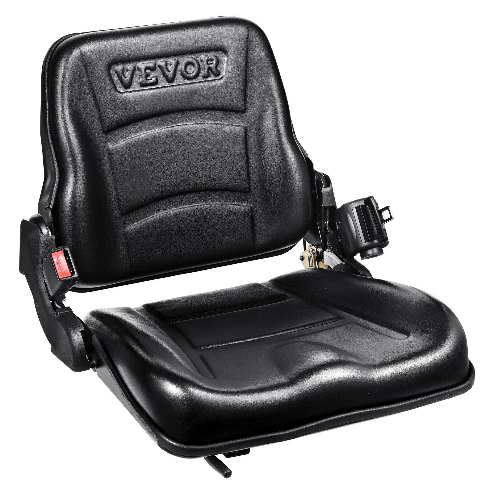 VEVOR Universal Forklift Seat Fold Down Forklift Seat Adjustable Back & Seatbelt