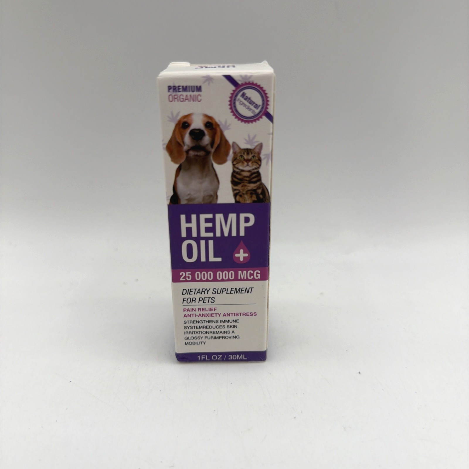 Hemp Oil for Dogs Cats Anxiety, Pain,Stress Calming Drops 100% Organic 30ML