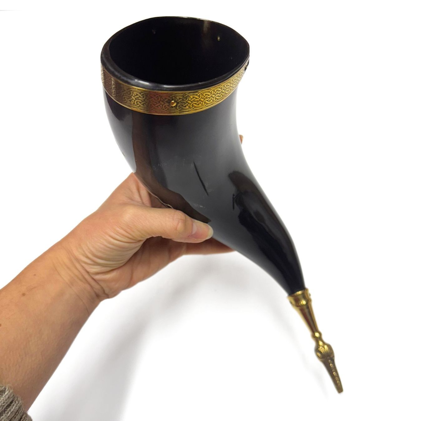 12-14" Viking Compass Horn with Brass Accents