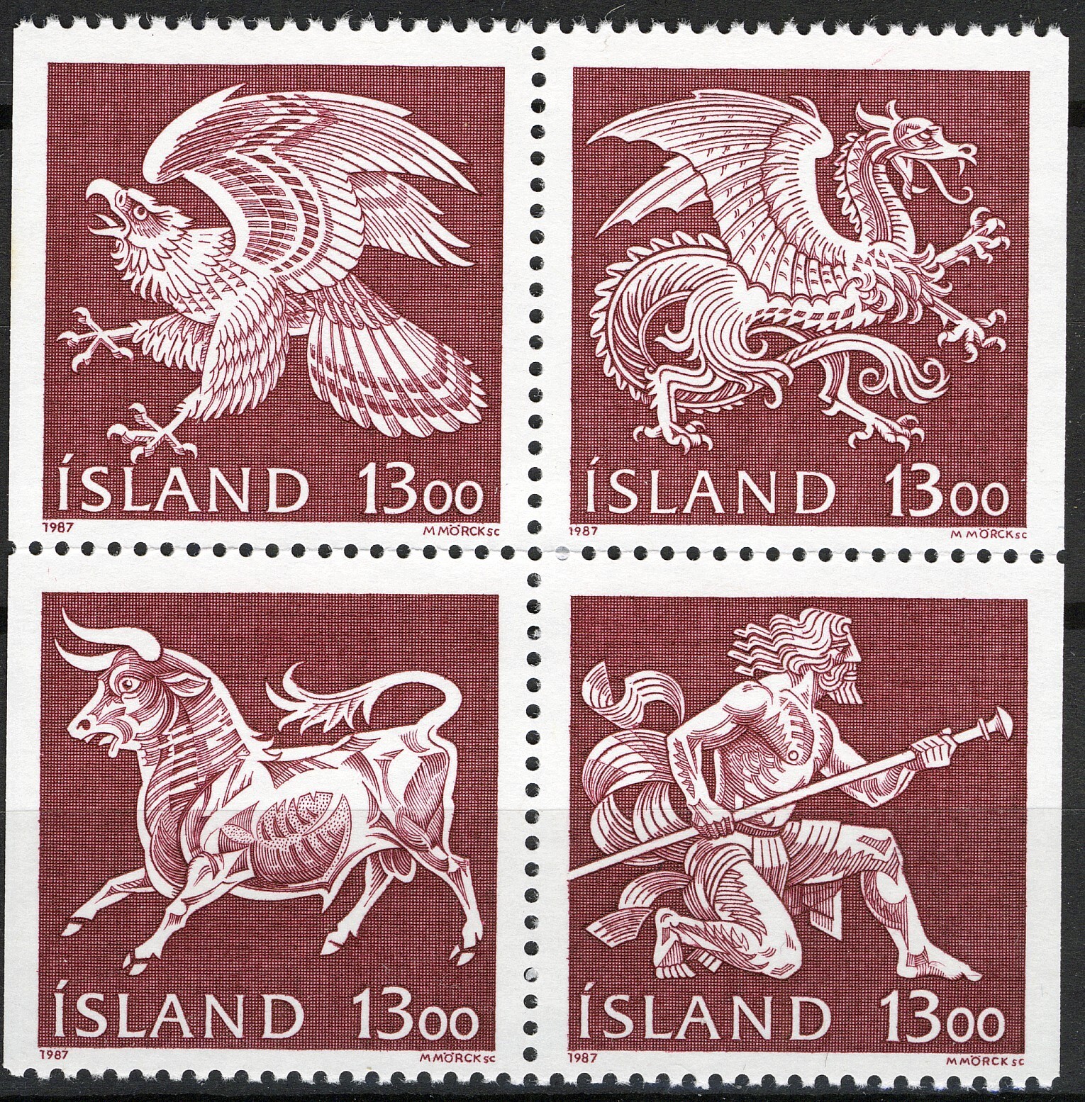 Iceland 1987, Figures from the Icelandic Coat of Arms MNH, Mi 674-77