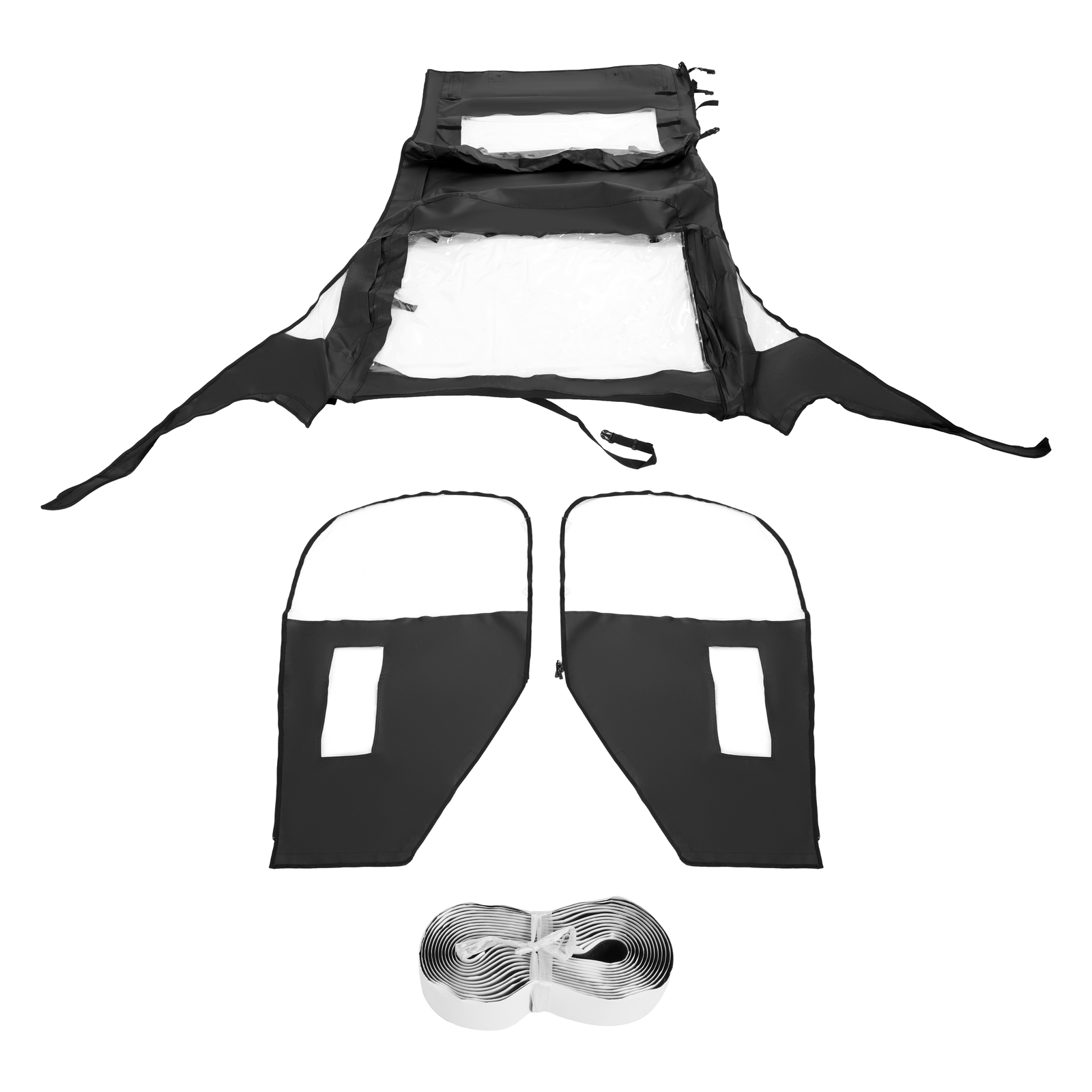 Black+Clear Soft Door UTV Cab Enclosure For 15 Kawasaki Mule 600 610 4x4 XC