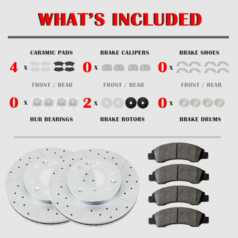 Front Drilled Brake Rotors Brake Pads for Chevy SILVERADO 1500 GMC SIERRA 1500