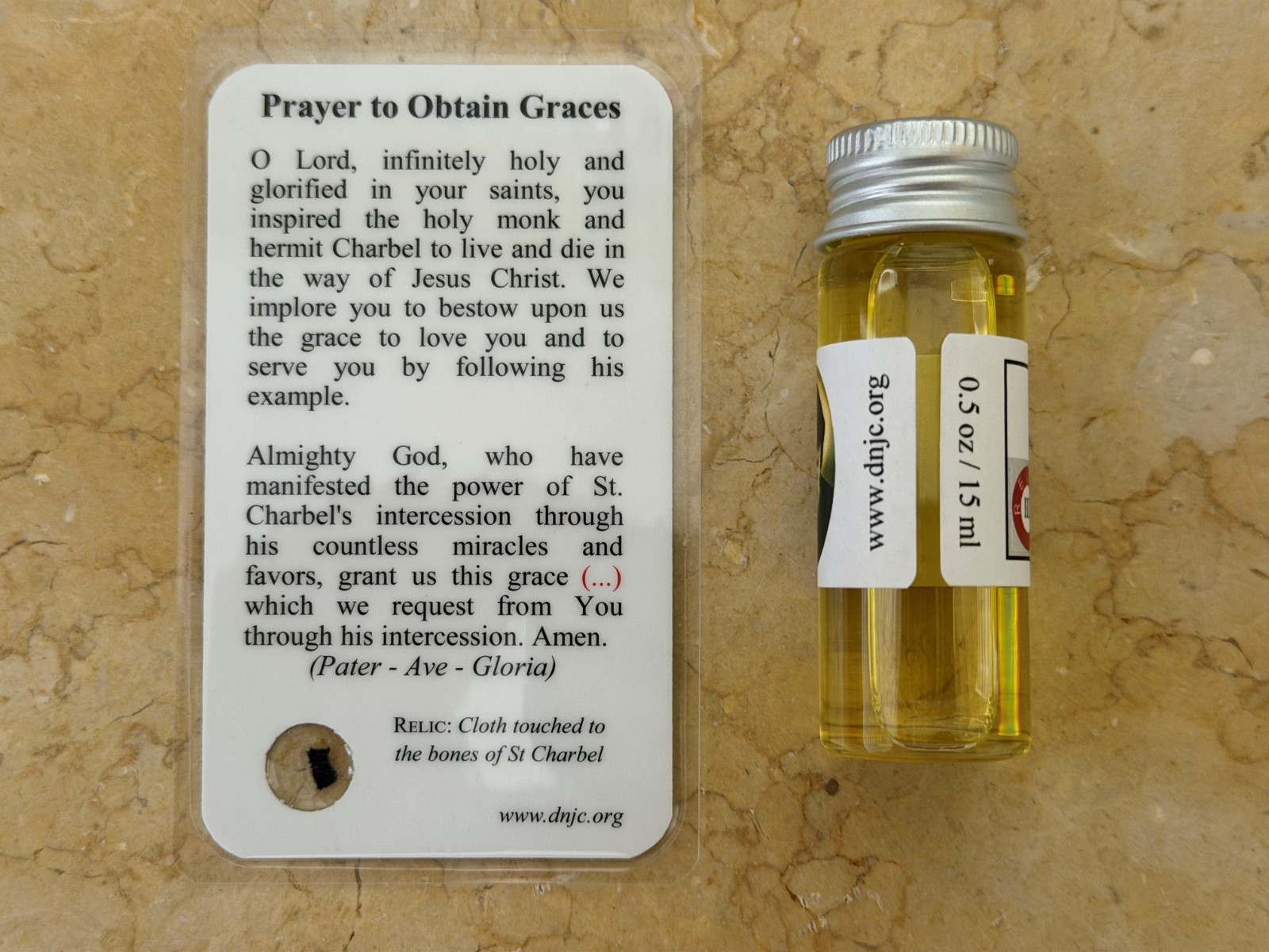 Saint Charbel Holy Relic Oil Pack (Touched to bones of St Charbel)