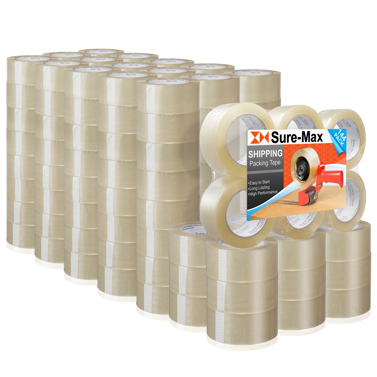 144 Rolls Carton Sealing Clear Packing Tape Box Shipping - 2 mil 2" x 110 Yards